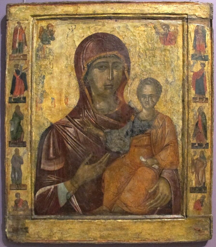 icona con madonna hodegetria tra i profeti